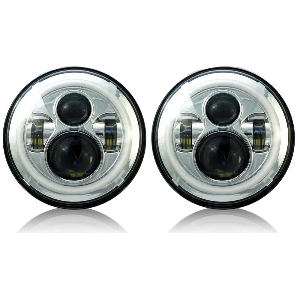 Fit 90-97 Mazda Miata MX-5 MX5 Car 7Inch Led Headlight Round Angel Eyes Halo Front DRL Lights For Land Rover Defender 90 110