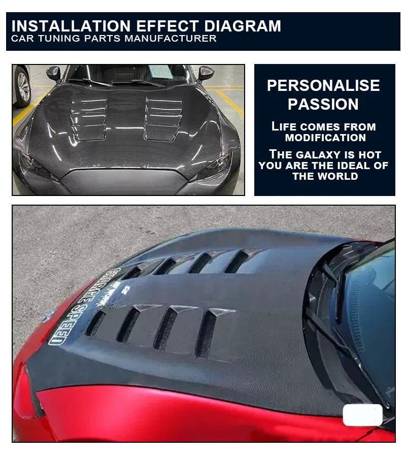 Carbon Fiber/FRP Engine Hood  For Mazda MX5 Miata ND CS Upgrade Front Valve Cover