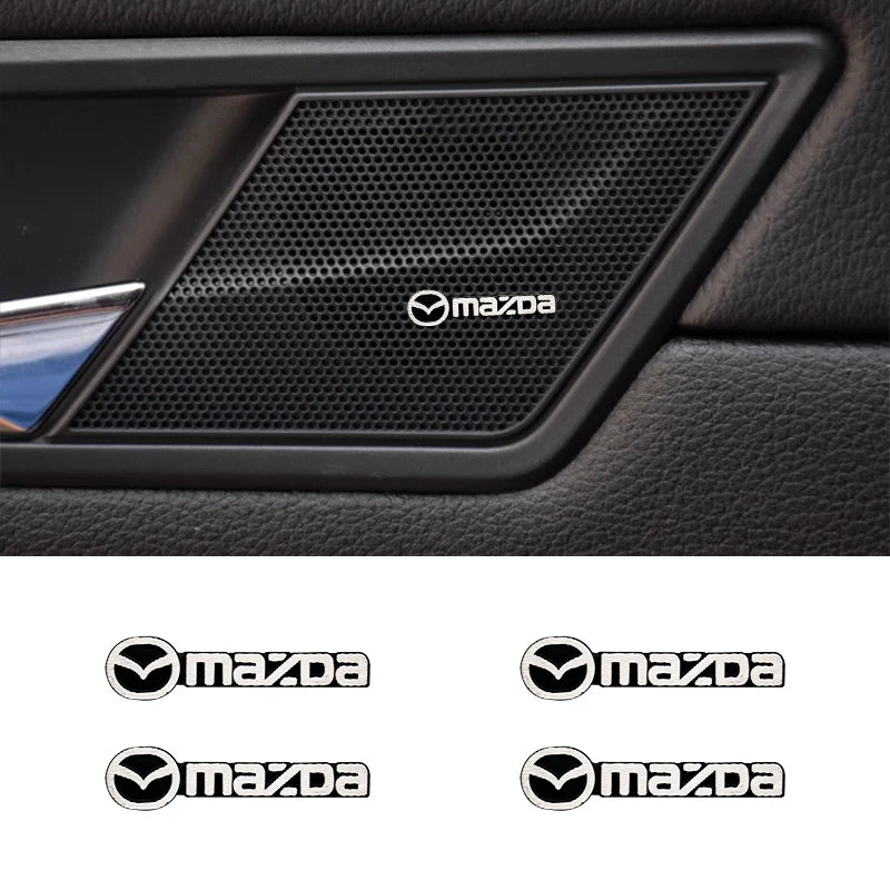 4pcs Car Audio Speaker Decorate Stickers 3D Aluminum Badge Emblem Decal For Mazda 2015 RX7 MX3 Axela 3 626 5 Atenza MX5 RX8 2019