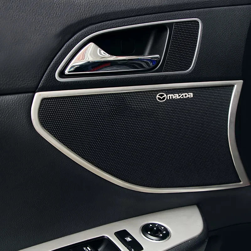 4pcs Car Audio Speaker Decorate Stickers 3D Aluminum Badge Emblem Decal For Mazda 2015 RX7 MX3 Axela 3 626 5 Atenza MX5 RX8 2019