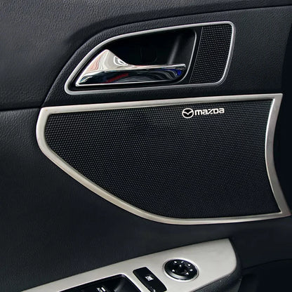 4pcs Car Audio Speaker Decorate Stickers 3D Aluminum Badge Emblem Decal For Mazda 2015 RX7 MX3 Axela 3 626 5 Atenza MX5 RX8 2019