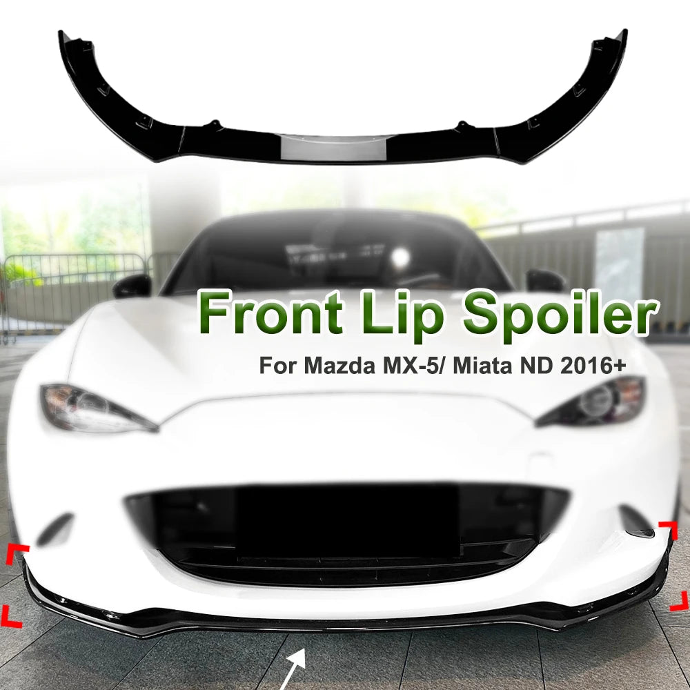 For Mazda MX-5/ Miata ND 2016+ Front Bumper Shovel Front Lip Spoiler Exterior Modification Glossy Black ﻿