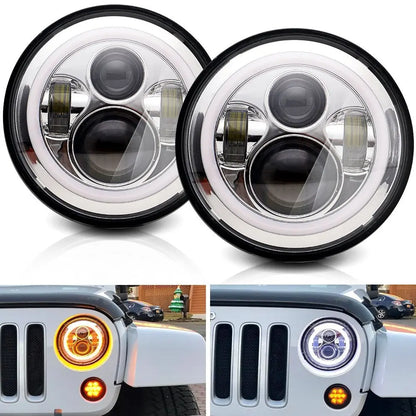 Fit 90-97 Mazda Miata MX-5 MX5 Car 7Inch Led Headlight Round Angel Eyes Halo Front DRL Lights For Land Rover Defender 90 110