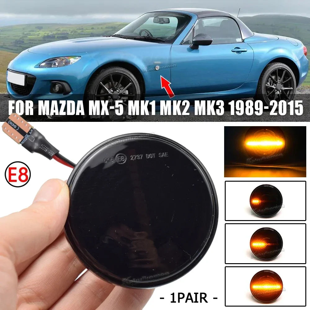 2Pcs Led Dynamic Blinker Indicator Side Marker Turn Signal Light Accessorie For Mazda MX5 Miata Mk1 Mk2 Mk3 1989-2015 Na Nb Nc