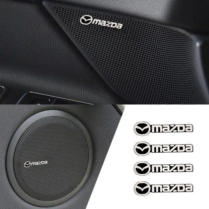 4pcs Car Audio Speaker Decorate Stickers 3D Aluminum Badge Emblem Decal For Mazda 2015 RX7 MX3 Axela 3 626 5 Atenza MX5 RX8 2019