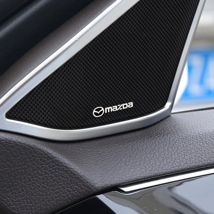 4pcs Car Audio Speaker Decorate Stickers 3D Aluminum Badge Emblem Decal For Mazda 2015 RX7 MX3 Axela 3 626 5 Atenza MX5 RX8 2019